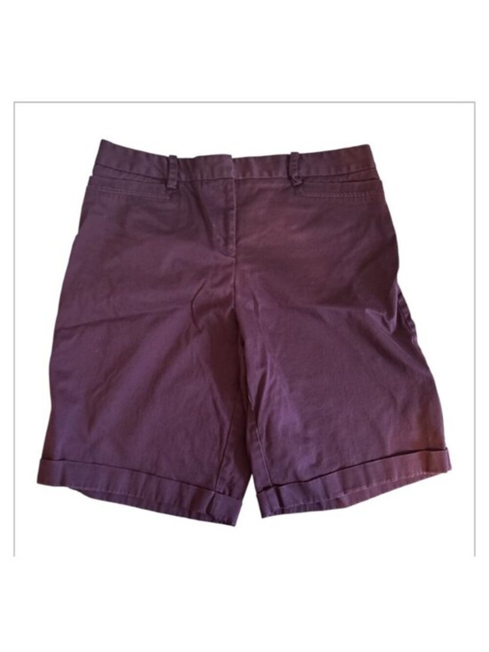 George Designs By Mark Eisen Purple Bermuda Cuffed Shorts Size 12